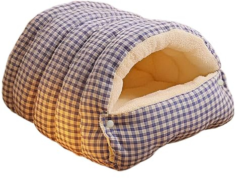 #N/A/a Cueva de Invierno, Suministros Suaves, multifuncionales, cómodas, Lavables, cálidas, de algodón PP, Regalos prácticos, casa para Gatos, Cama para, Blue White M
