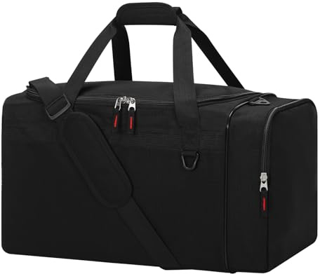 ZZY Men's 20 Inch Gym Duffle Bag, 40L Sports Bag with Side Pocket for Football, Training & Travel, Two-Tone Design - Black