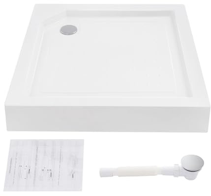 Duschbricka, 85 x 85 cm vit, kvadratisk duschkopp, duschkar med justerbar höjd, maximal lastkapacitet 260 kg, för användning i privata badrum och hotell