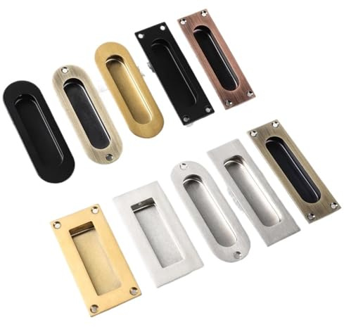 Genérico Manija oculta de acero inoxidable, puerta corredera oculta empotrada, manija for cajón de puerta corredera, manija empotrada en oro negro, bronce(01-Gold,10pcs)