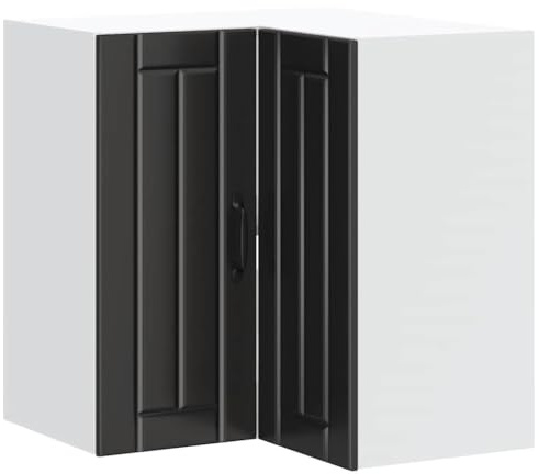 HETFTJN Lucca - Armario de esquina para cocina, color negro, armario de esquina para cocina de madera, armario colgante de pared con mucho espacio para vajilla y ollas, dimensiones 57 x 57 x 60 cm