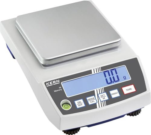 KERN Präzisionswaage PCB (Wägebereich 1000 g, Wägeplatte 130x130 mm, Laborwaage, Ablesbarkeit 0,1 g, Linearität 0,2 g, Kleinstes Teilegewicht (Normal) 2 g/Stück) PCB 1000-1