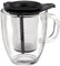 Bodum - K11239-01 - Yo-Yo - Set Mug Infuseur Individuel en Verre Trempé - Filtre Nylon - 35 cl - Noir