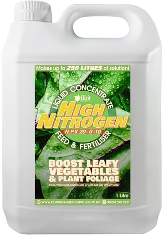 Elixir Gardens High Nitrogen Liquid Fertiliser All Season For Fruit, Flowers and Lawns | Various Sizes 1-10L | Produces up to 250L of liquid feed | 1 Litre Bottle