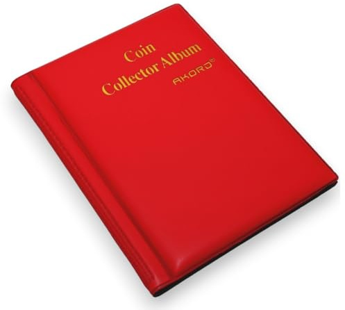 AKORD 120 Coin Holder Collectors Album, Red