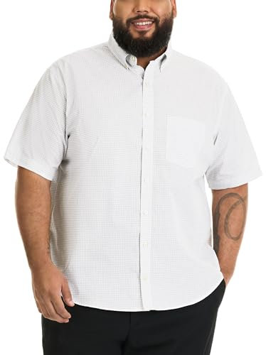 Van Heusen Men's Big and Tall Wrinkle Free Short Sleeve Button Down Shirt, No-Tuck Length, Comfortable Stretch Fabric, Bright White, 4XL