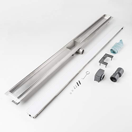 LST Duschrinne weiß 1200 x 70 mm höhenverstellbar Bodenablauf Duschrost Gitter