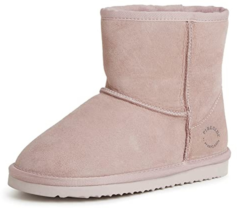 Fireside by Dearfoams Women's Rosebery Genuine Shearling Water Resistant Boot, Dusty Pink, 9