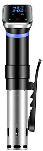 SMSOM Cuiseur sous vide, cuisinière de précision ultra-silencieuse de 1000W avec contrôle précis de la température et affichage numérique de la minuterie, IPX7 imperméable en acier inoxydable