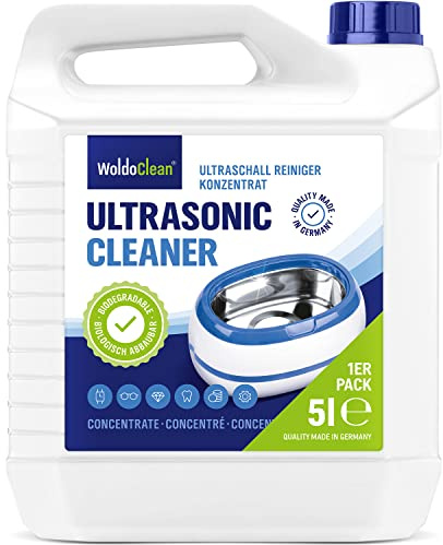 WoldoClean Ultraljudsrengöring Koncentrat 5 Liter - Vätska för Ultraljudstvätt, Alkoholfri för Förgasare, Dental, Glasögon & Delar, Dunk Industri