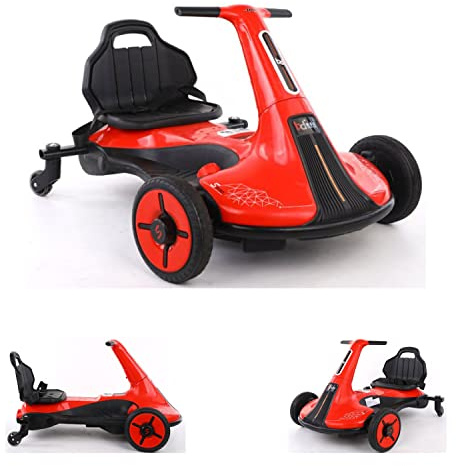 Kinder Elektroauto Drift-Cart mit 12V - 2x45W Motoren mit Musik und Bluetooth (Rot)
