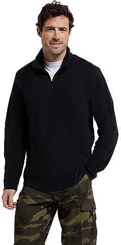 Mountain Warehouse Camber II Mens Half-Zip Fleece -Lightweight & Anti-pill Microfleece - Travel Black S