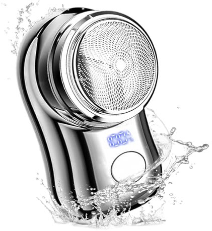Mini Shave, Electric Razor for Men, Portable Elektrischer Rasierer, Reise Shaver Herren, Mini Rasierer Wiederaufladbare, Rasierapparat Herren Tragbare mit Leistungsanzeige für Zuhause Büro, Silber