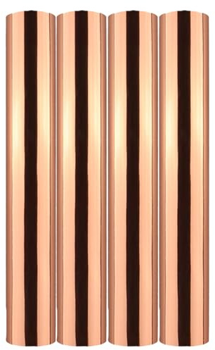 Briartw 4 rullar Glimmer varmfolierulle bunt för hantverk, roséguld värmeaktiverad folie för glimmer varmfoliesystem/värmefoliepenna, 5,9 tum x 16,1,2 m värmeöverföringsfolierulle, folieöverföringsark