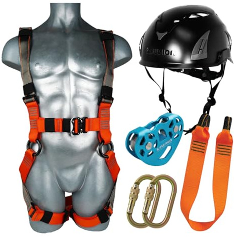 Fusion Climb Zipline Harness Kit for Kids Backyard Outdoor, Playground Entertainment with Stainless Steel Pulley-Blue (Medium/Large)
