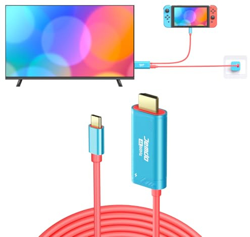 JINGDU 4K@60Hz USB C to HDMI Cable for Nintendo Switch NS/OLED/Steam Deck/ROG Ally, 2m, Portable Switch Dock Replaces The Original Switch Dock for TV Screen Mirroring, Blue