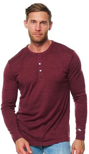 Merino.tech Camiseta Manga Larga Lana Merino Hombre - 100% Lana Merino | Cuello redondo o en V, no pica, ideal para casual u oficina, antiolores, transpirable