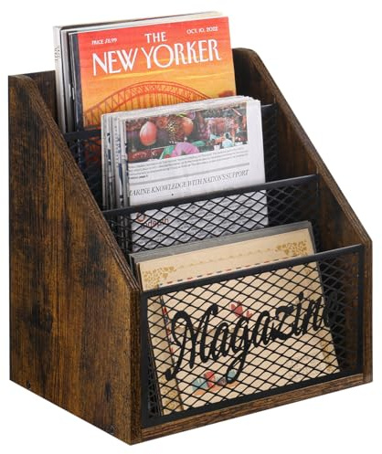 YINMIT Magazine Holder, Stepped 3 Tier Magazine Rack Floor, Magazine Storage Basket, Folder Organizer Bin for Magazines,Books,Newspapers,Tablets
