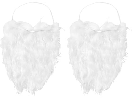 RmKbe 2 delar jultomtens skägg vita falska skägg jul jultomten skägg falsk mustascher julfest tillbehör för tonåringar vuxna