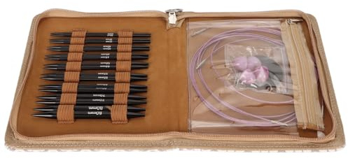 Set Ferri da Maglia Circolari Intercambiabili da 3 a 6 Mm, Ferri da Maglia in Alluminio con Manici Ergonomici, 9 Paia, Lunghezza 11,5 Cm, per Piccoli Progetti