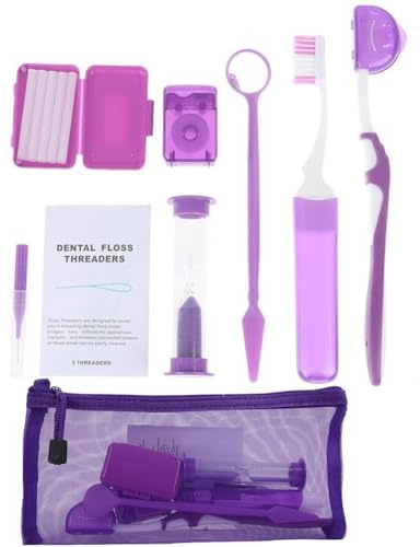 Muteitt Bärbart ortodontiskt munvårdsset för tandvårdsapparater, interdentalborste, tandvax, tandborste, tandborstrengöringssats, rengöringssats