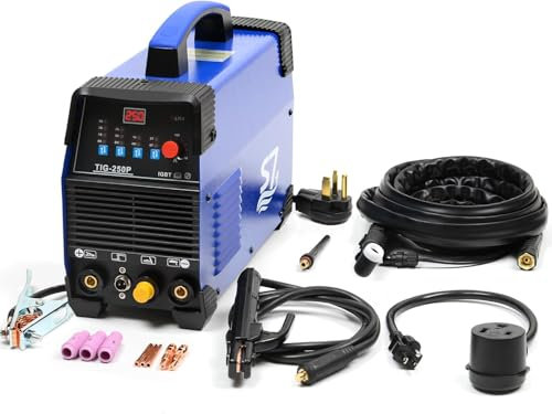 S7 Soldador TIG de 250 A con pulso, doble voltaje 110 V/220 V ARC TIG, máquina de soldadura TIG, inicio HF, 2T/4T, portátil para acero inoxidable, aluminio, fabricación de metal