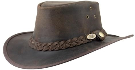 Black Jungle BALAT Lederhut, Westernhut, Australienhut, Cowboyhut (DE/NL/SE/PL, Alphanumerisch, L, Braun)