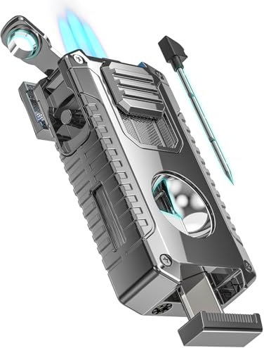 Zigarrenfeuerzeug mit Zigarrenschneider, Zigarren Feuerzeug Jetflame Jet Sturmfeuerzeug, Ohne Gas