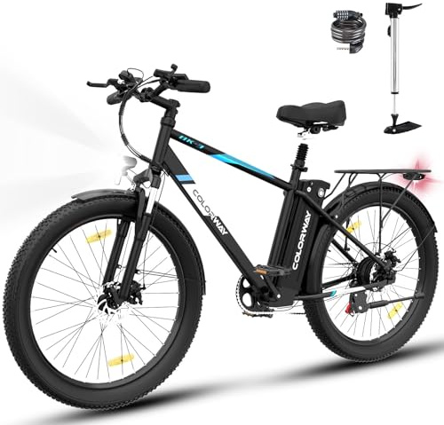 COLORWAY Vélo électrique 26''×3.0'' 250W, ebike pour Adultes, Assistance au pédalage, vélos de Ville pour Hommes avec Batterie 36V 15Ah, avec écran Intelligent, Unisexe pour adulte-BK3M