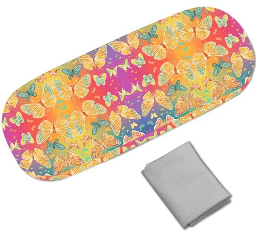 CREATCABIN Étuis à Lunettes Soleil Rigides Cuir Support Lunettes Pochette Rangement Portable pour Lunettes Voyage Housse Protection Clapet Chiffon Nettoyage pour Femmes Hommes Papillon 16.2x6.4x3.9cm