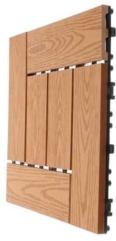 HOMSFOU Interlocking Deck Tile Outdoor Patio Floor Tiles Plastic Wood Floor Easy Install
