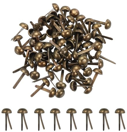 PATIKIL 80 Pcs Brads Paper Fasteners, 6 x 13 mm Metal Round Head Split Pins, Prong Brads for Scrapbooking Leather Craft Decorative DIY Supplies, Bronze