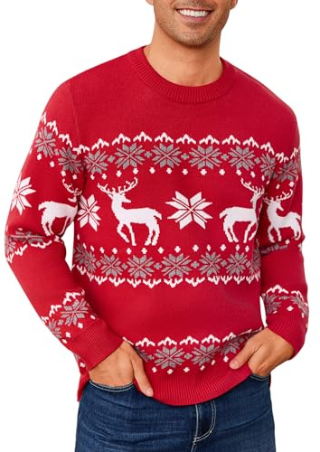 Leversic Pull de Noel Hommes Drole Noël Sweat Christmas Jumper Hiver Manches Longues Chaud S-XXL