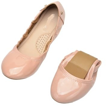 LPACXBYD Folding Flat Shoes for Women COSYSUSY Party Shoes Foldable Ballet Flats Portable Travel Fold up Shoe Prom Ballerina Roll for Bridal Wedding(Pink,7 UK)