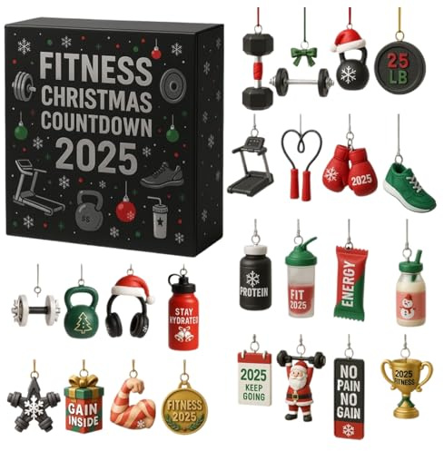Adventskalender 2025 - 24 platta 2D-akrylhängen, julgransprydnad, sportdekorationer för idrottare, entusiaster, fester