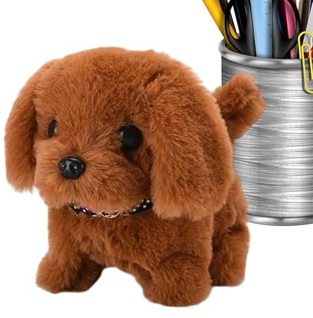 Vesidoloy Mon Chiot Robot Réaliste - Animal De Compagnie Électronique Interactif Qui Marche - Jouet Chiot en Peluche Robotisé - pour Garçons Filles Maison Voyage Chambre Intérieur