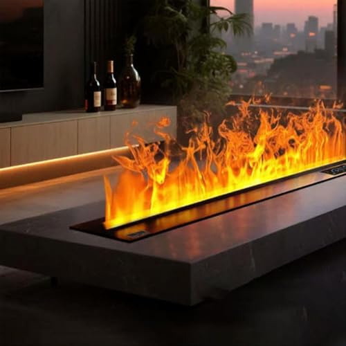 Water Vapor Fireplace With Adjustable Multicolor Flame And App Control Brushed Stainless Steel Frame For Indoor Room Decoration 3d Water Vapor Fireplace,01,50cm/19.7in