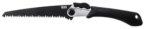 SOG Folding Camping Saw 8.25 Black Powder Coated Blade Soft Grip TRP Handle Black
