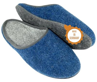 Pantoffelmann Zapatillas de fieltro con suela de fieltro | Rojo / Gris / Azul marino | Tallas 36–48 | Zapatillas de casa transpirables para mujer y hombre | Zapatillas elegantes y cálidas
