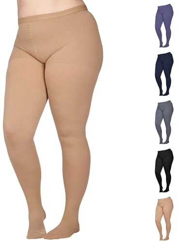 Made in USA - Plus Size Compression Pantyhose for Women 20-30mmHg - Graduated Support Tights for Varicose Veins Circulation during Pregnancy - Beige, 2X-Large - A204BE5