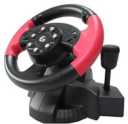 Gembird STR-MV-02 Multi-Interface 4-in-1 Rennlenkrad und Pedale mit Vibration schwarz/rot