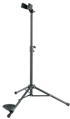 K&M 150/1 Soporte para fagot, negro, acero - ancho variable - estante grande - altura ajustable hasta 120 cm