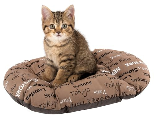 Ferplast Cat Bed, Dog Bed Washable Pet Mat Cushion in Cotton with Soft Padding, 43 x 30 cm. Brown