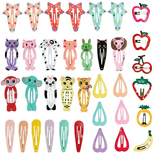 Lictin 36 Pcs Cute Mini Metal Snap Hair Clips in Colorful Small Barrettes for Little Girls, Fine Hair