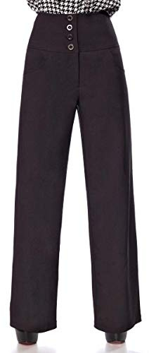 Belsira Pantalon Marlene taille haute - Noir - W46