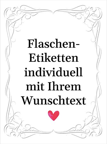 Flaschenetiketten mit Text personalisiert - 8 Etiketten Wein & Sekt Flaschen | Premium Flaschen-Aufkleber selber gestalten – Hochzeit, Geburtstag, Weihnachten, Geschenk Sticker – Herz Liebe Oma Opa