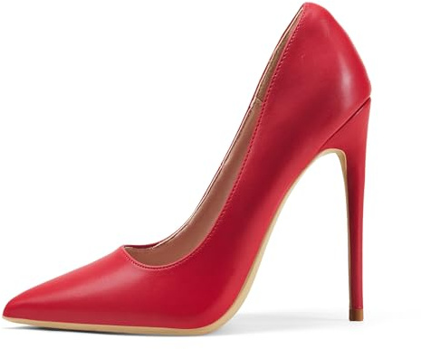Zhabtuc Femmes Bout Pointu Talon Haut 12cm Parti Stilettos Escarpins Givrés, Rouge, 41 EU