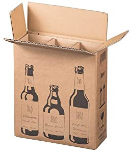10x Flaschenversandkarton für drei Bierflaschen mit Einlage - flexibler und bruchsicherer Karton für Bier - 3er Bierkarton 10 Stück