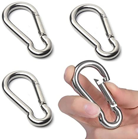 Carabiner Clip, M6 Carabiner Clip Heavy Duty, Small Carabiner Clips For Hiking, Camping, Fishing, Dog Leash & More, 60mm Carbine Hook Holds Upto 70Kg(Not for Climbing)… (4-PCS)