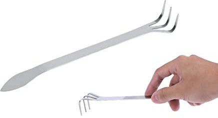 Cyrank Grubber Edelstahl, Handgrubber 3 Zinken Gartengrubber Grubber mit kurzem Griff für Gartenhacke und Motorhacke 8,3 Zoll